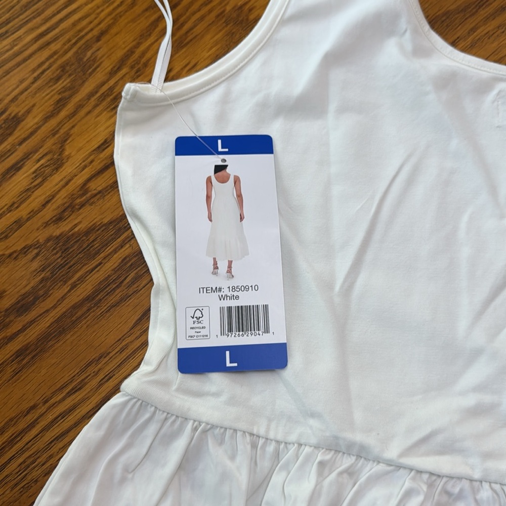 STEVE MADDEN Cotton Scoop Neck Maxi Summer Dress White Sleeveless NWT - Picture 6 of 8
